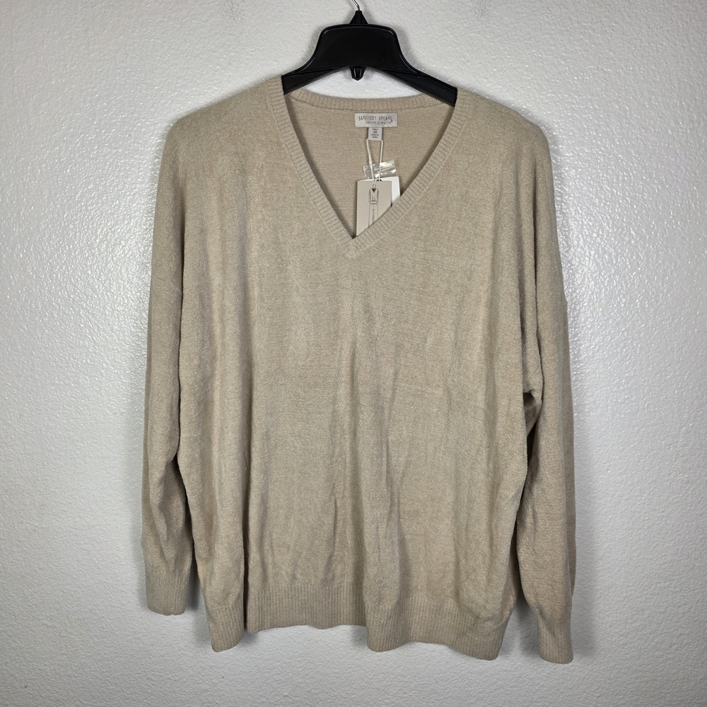 Barefoot Dreams CozyChic Ultra Lite  Pullover Sweater‎ V-Neck Size 2XT TOP ONLY